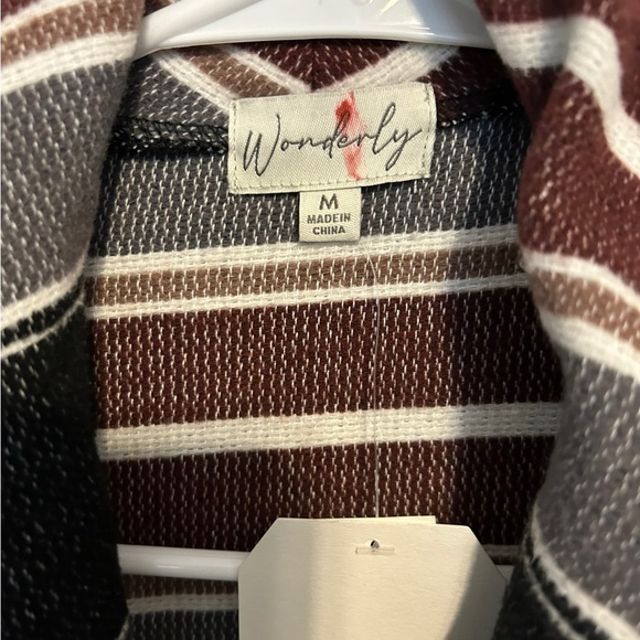 Wonderly Striped Open Front Cardigan jacket size medium NWT - Picture 3 of 8